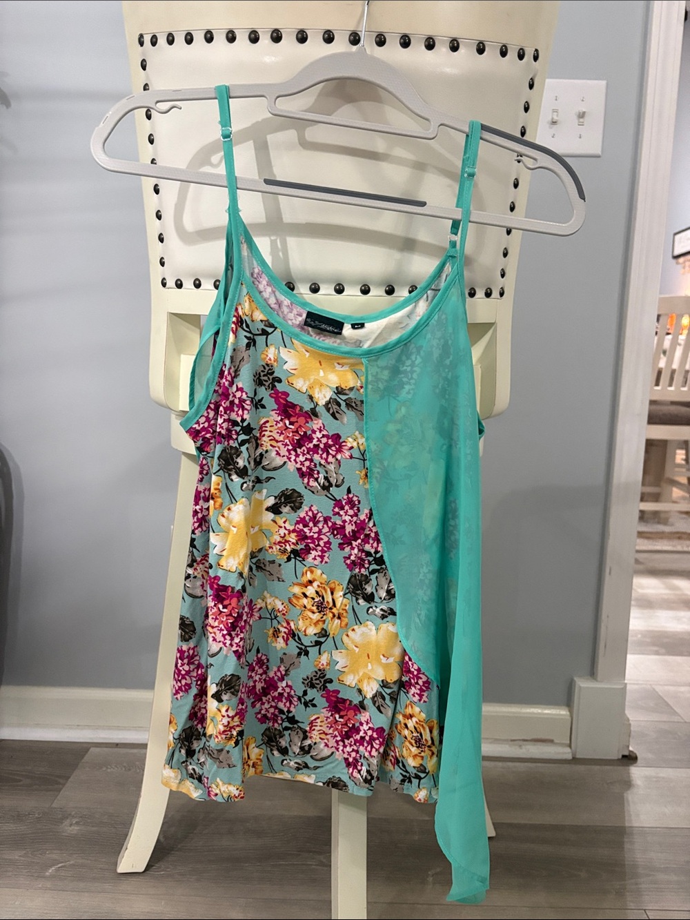 Daytrip Mint Floral Layered Chiffon Strappy Camisole